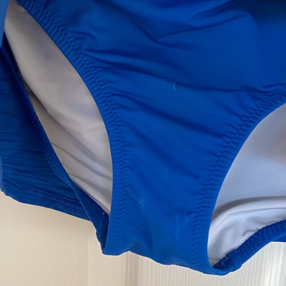 Lands' End Women's Ruched Tummy Control Mini Swim Skirt Royal Blue (10) - Picture 5 of 6